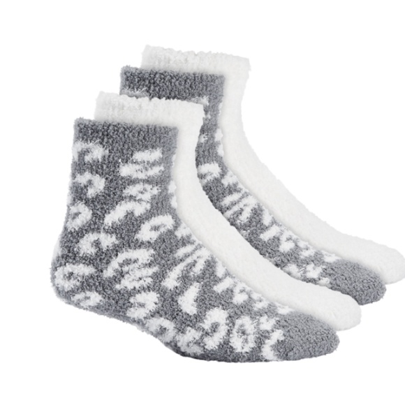 2 Pack of Charter Club Women's Butter Super Soft Fuzzy Crew Socks, Gray/White - Picture 1 of 7
